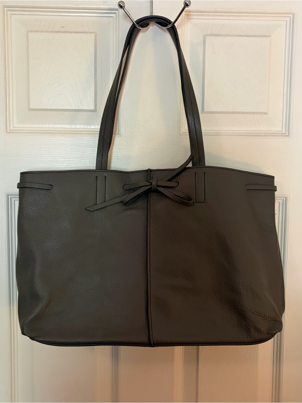 Banana Republic Classic Leather Tote Bag in Dark Gray